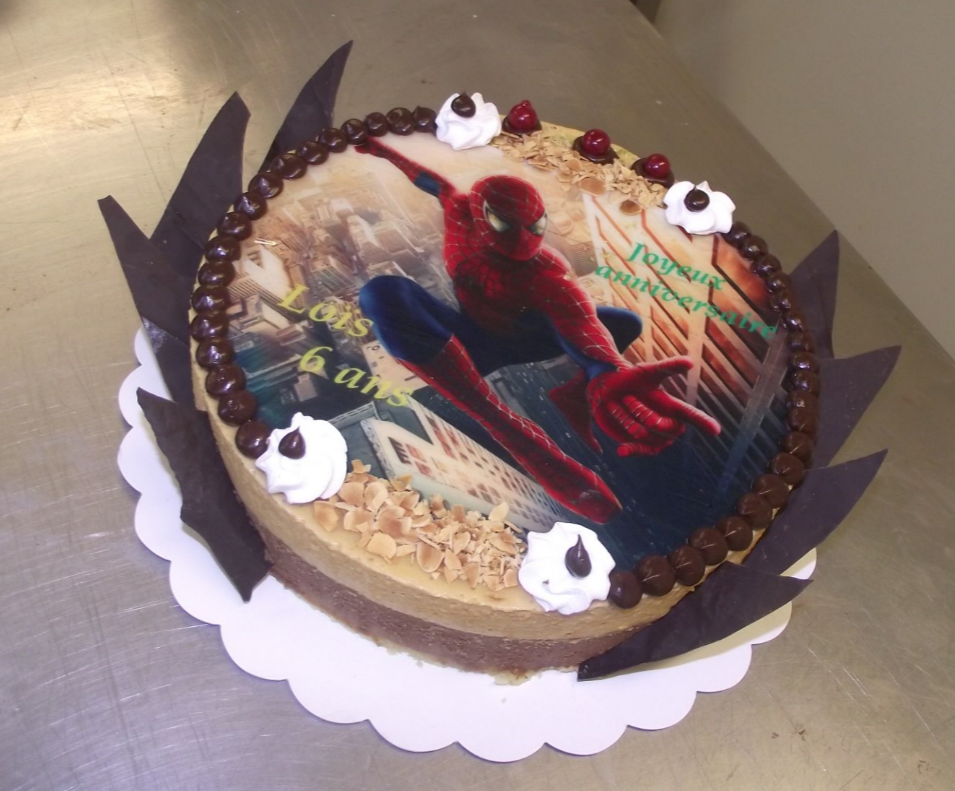 bavarois choco-caramel 6-8 parts avec photo Spiderman