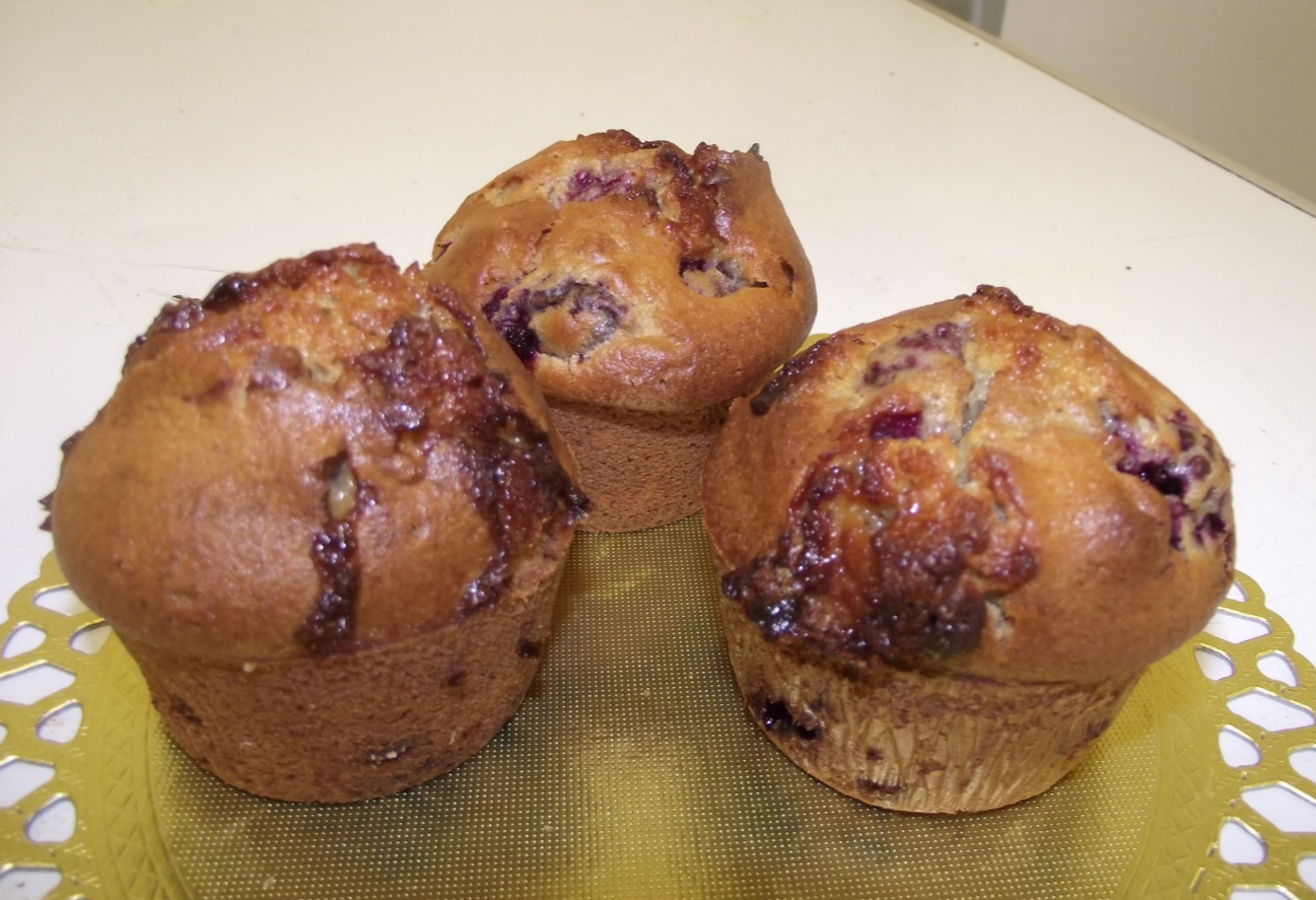 muffins  chocolat blanc-framboise.