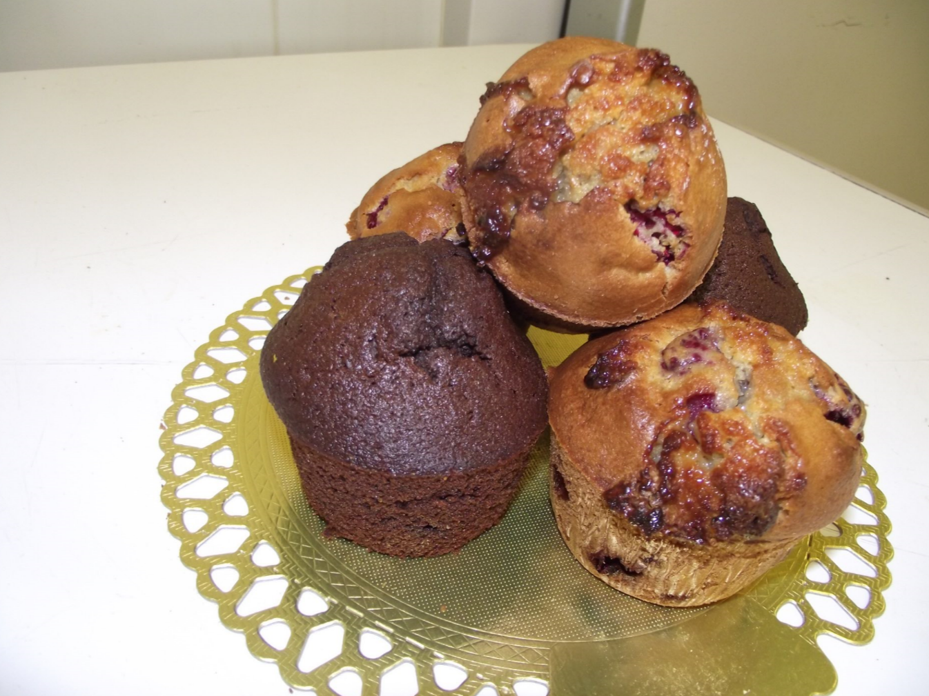 muffins chocolat noir et chocolat blanc-framboise