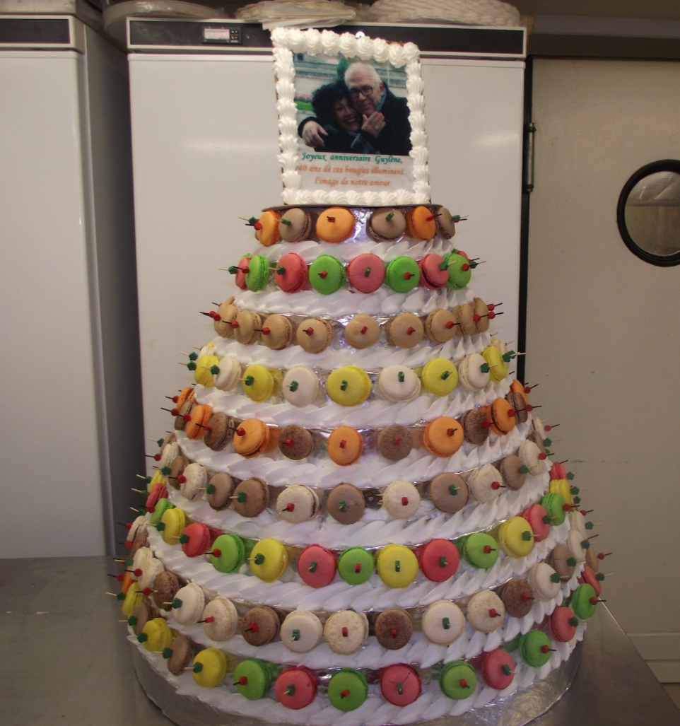 pyramide de macarons avec photo alimentaire